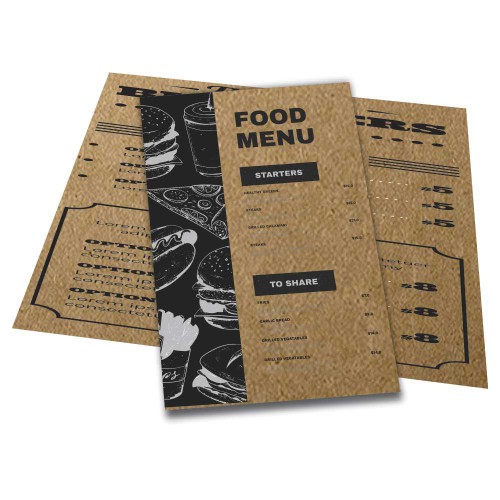 Cardápio 4 Páginas com dobra 32x47 cm - Kraft 250g