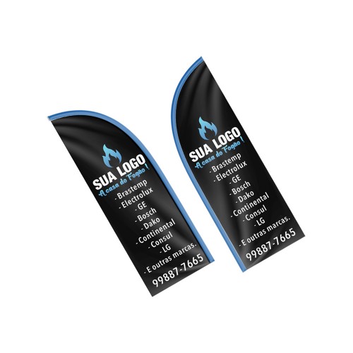 WIND BANNER BANDEIRA AVULSA TECIDO OXFORD M MODELO FACA - 4X4